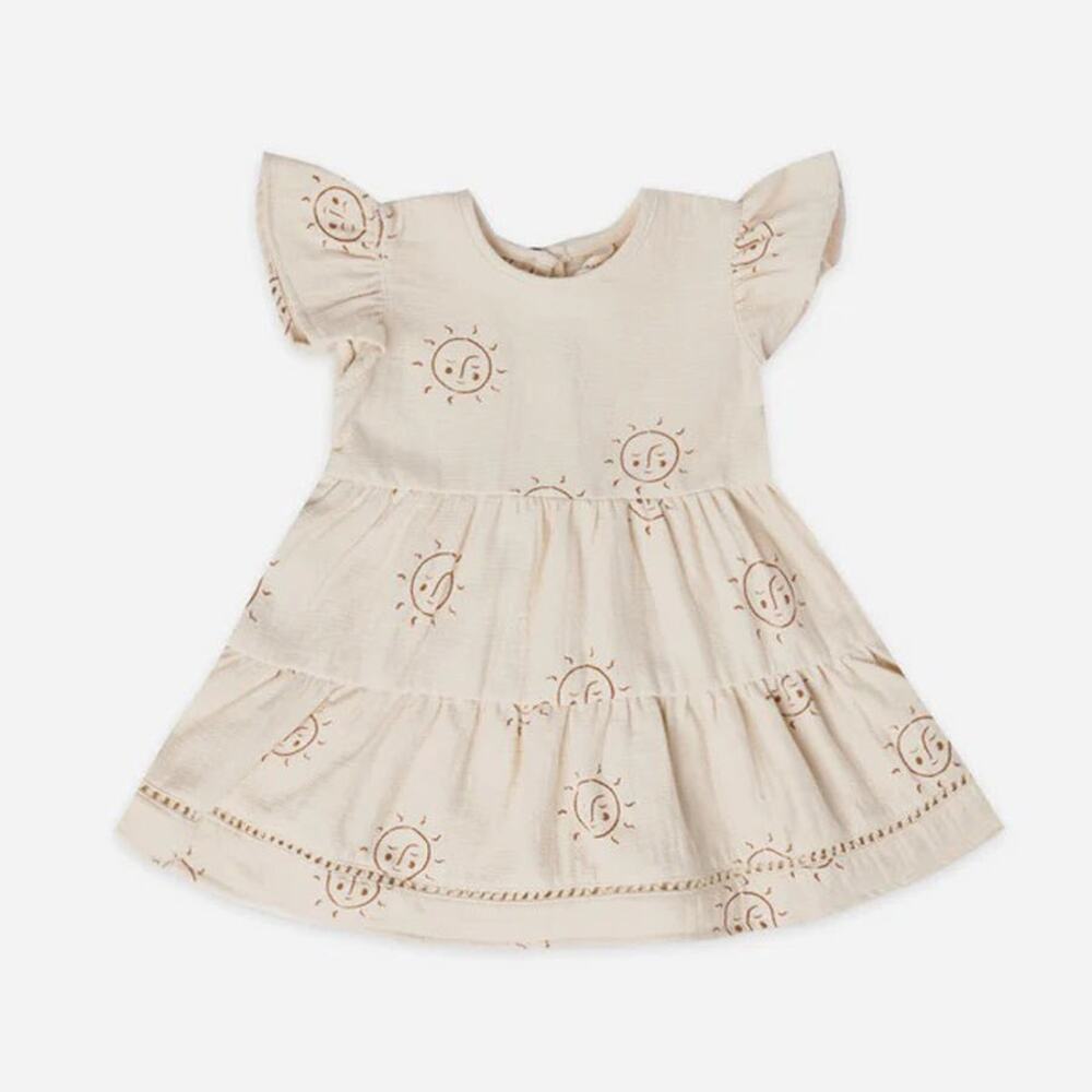 Quincy Mae Baby Girls Sun Print Tiered Lily Dress Bloomers 12-18m Organic Cotton